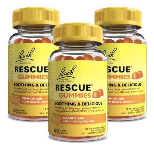 3x Rescue Gummies Floral De Bach Laranja