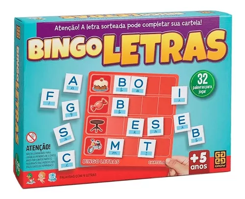 Jogo Educativo Bingo Letras C/ 32 Palavras Infantil