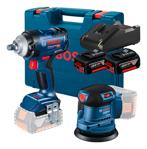 Kit Chave Impacto Lixadeira Orbita Bosch 18v Bivolt Combo Nf