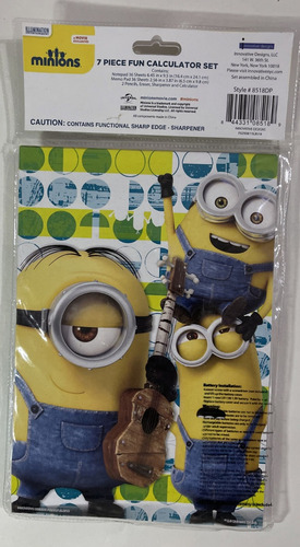 Set Escolar Minions Calculadora, Libreta, Lapices Y Mas