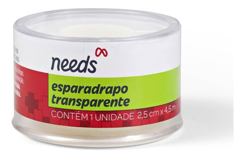 Esparadrapo Needs Transparente De 2,5cm X 4,5m Com 1 Unidade