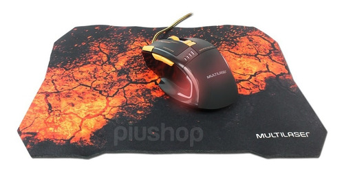Combo Mouse Gamer E Mouse Pad Multilaser Laranja - Mo256 Cor Preto/Laranja