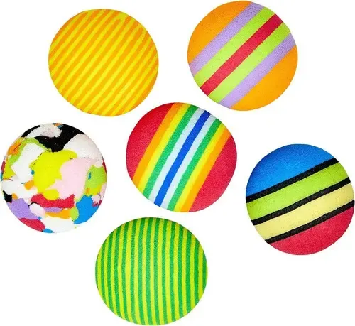 Bolinha Colorida para Gatos Jambo Pet Kit 6 Unidades com Som 5cm