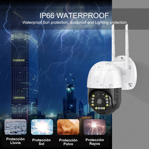 Camara Ip Wifi Vigilancia Exterior 5mp V Nocturna Ptz Audio Color Blanco Con Negro