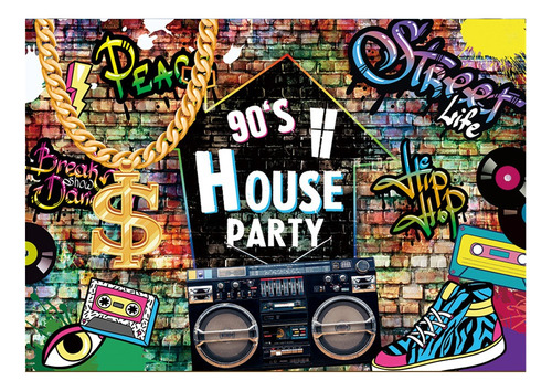 90s Disco House Party Fondo Decoración De Fiesta 150x100cm