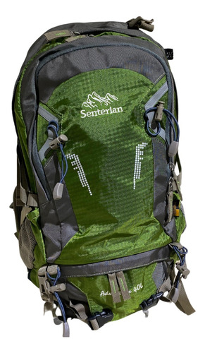 Morral 40 Litros, Senterland Color Verde Diseño De La Tela Rayado