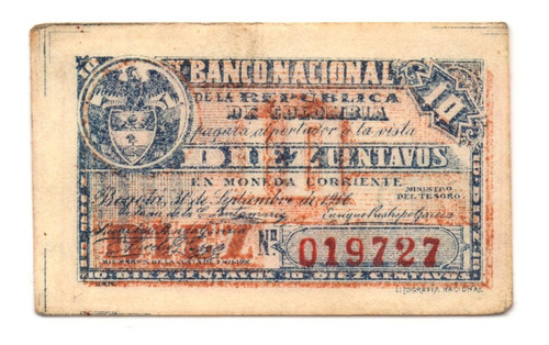 10 Centavos 1900 Banco Nacional Error: Reverso Desplazado