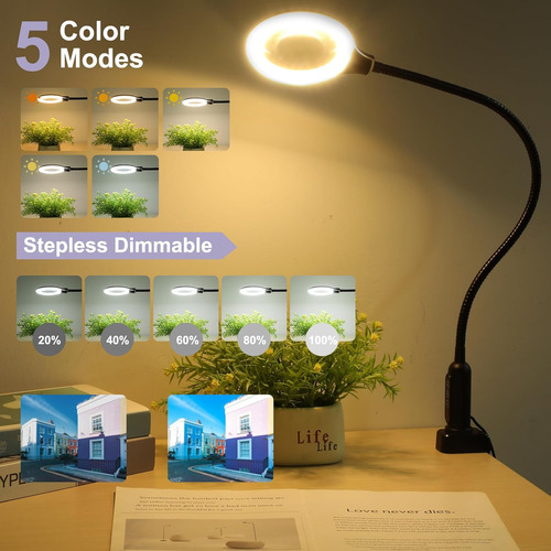 Lupa 10x Con Luz Y Abrazadera, Lámpara De Escritorio Led De