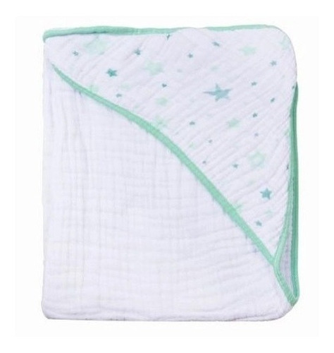 Imagem 3 de 6 de Toalha Banho Com Capuz Bebê Soft Verde 80x80cm Algodão Papi