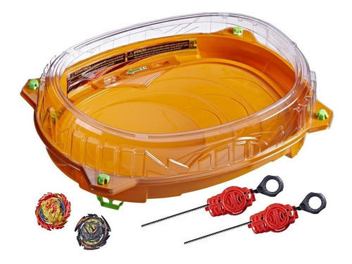 Beyblade Burst Quad Drive 4 En 1 Estadio De Batalla Hasbro Color Naranja