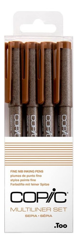 Copic Markers Multiliner Sepia Pigment Based Ink, 4-piece Se