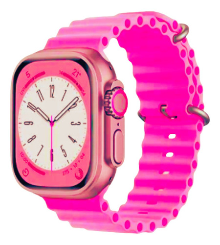 Pulseira Silicone Marítima Para Apple Watch 42/44/45//49mm Cor Rosa pink