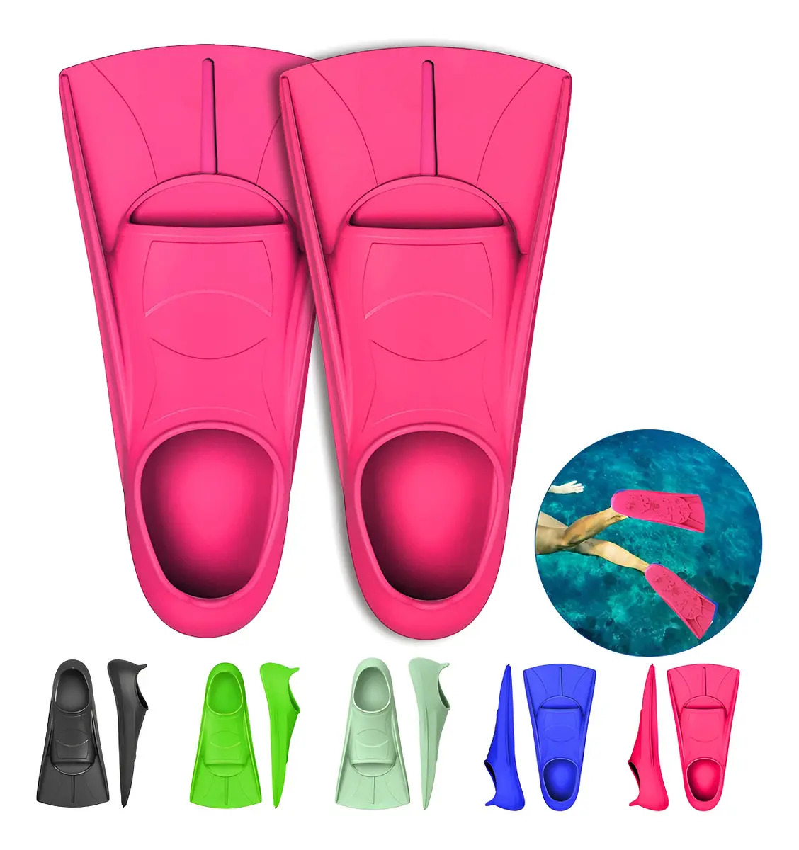 Aletas Cortas Natacion Jingrui Jr101 Rosa Roja Hombres Mujeres Eu3941 Mx56.5 Mx24.526