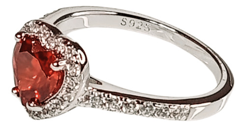Anillo De Compromiso De Plata Bañado En Oro Blanco Rubí