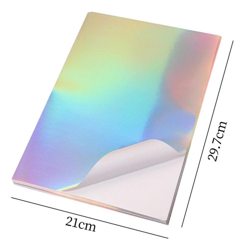 20 Hojas De Papel Adhesivo Holográfico, Pegatina De Arcoíris