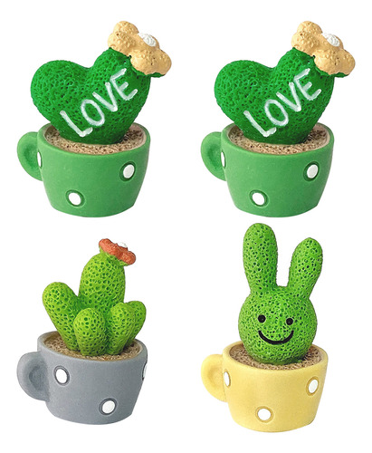 Precioso Juego De Decoración De Bonsáis Con Cactus De Resina