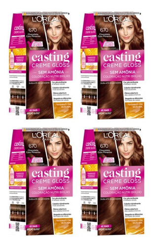 Coloraçao Casting Gloss 670 Chocolate Pimenta - Kit Com 4un
