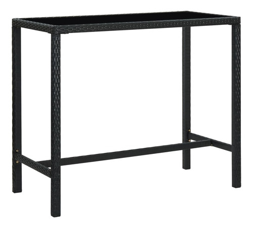 Mesa De Bar Para Jardín Negro, 51 X23.6 X43.3 Ratán Vidrio Color Negro