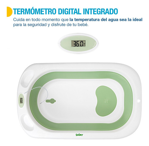 Tina De Baño Para Bebe Plegable Con Termometro Integrado
