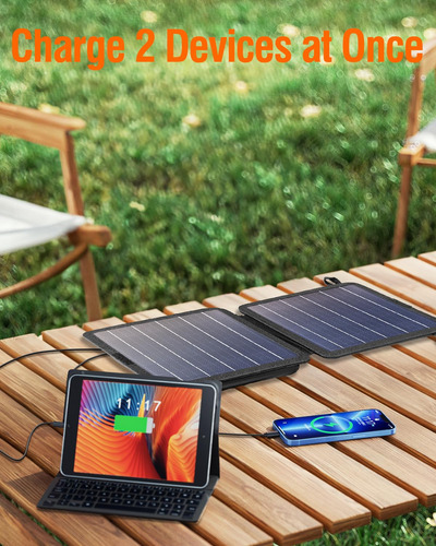 Cargador Solar Portátil Plegable 10w 5v Usb-a Ip67 Impermeab