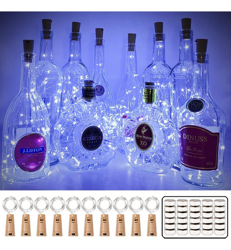 Kit 20 Luces Navideñas Para Botellas De Exterior