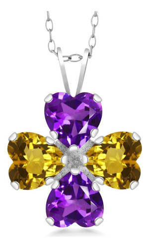 Collar Con Colgante De Citrino Amarillo Y Amatista Púrpura 6