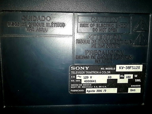Imagen 10 de 10 de Televisor Sony Wega Modelo: Kv-38fs105