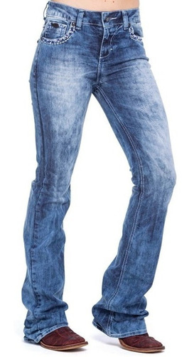 Calça Country Feminina Zenz Western Jeans Indigo