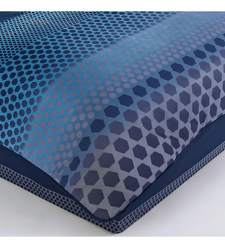 Edredón Luciano Matrimonial C/2 Cojines 8 Pzaz. Competition Color Azul Diseño De La Tela Geométrico