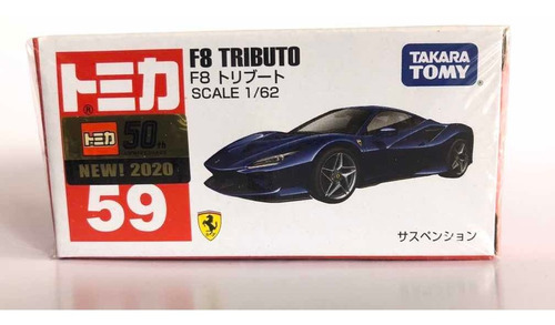 Tomica Ferrari F8 Tributo Escala 1/62 Color Azul Metalico