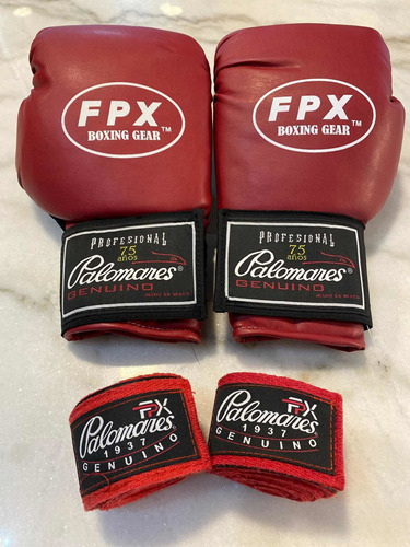 Kit Box Boxing Gear Palomares Genuino Fpx 14 Oz