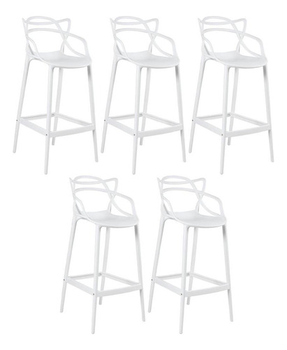 Kit - 5 X Banquetas Altas Masters Allegra Cor Branco