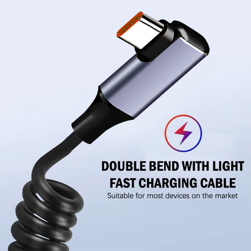 Cable De Datos De Resorte Usb C A Tipo C, Cables De Carga De