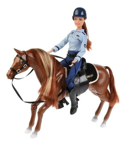 Muñeca Defa Lucy Policia A Caballo Articulada Defa Jinete