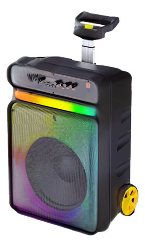 Bocina Bluetooth 12 Pulgadas 2 Micrófonos Inalámbricos Puerto Usb Radio Fm Alcance 10 Metros Auxiliar 3.5 Luz Led Multicolor