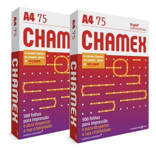 Papel Sulfite Oficio A4 Chamex Resma 1000 Folhas Kit 2 Und