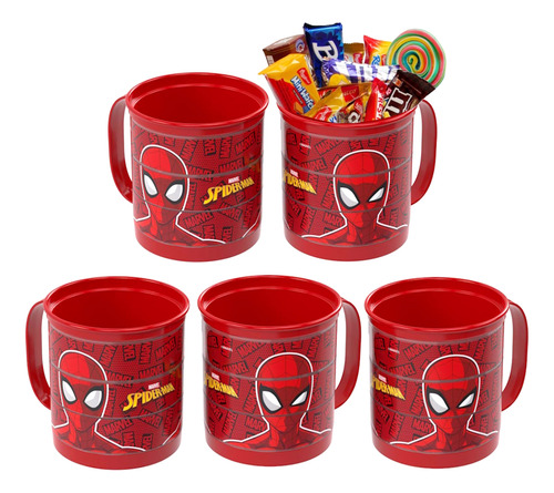 Kit 5 Xícara Homem Aranha P/ Doces E Lembrancinha De Festa