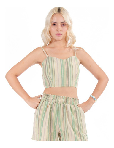 Blusa Corta Forever 21 Estampada Rayada Para Dama