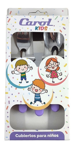  Juego X3 Cubiertos Carol Niños Infantil Acero Inox Plástico