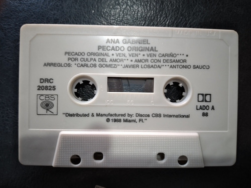 Cassette De Ana Gabriel - Pecado Original Cbs (#192 (Usado)