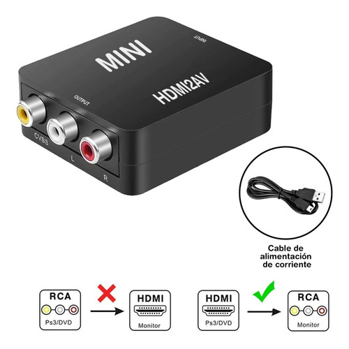 Imagen 3 de 9 de Cable Adaptador Convertidor Hdmi A Rca