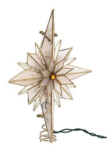 Estrella Para Arbol Navideño Color Marfil Metal Con Luces