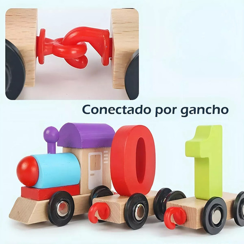 Juguete Didáctico Montessori De Tren Con Números De Madera