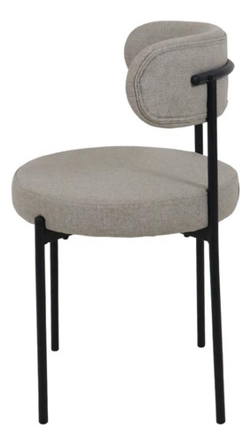 Conjunto 2 Cadeiras Estofada com Encosto Moderna de Jantar Cozinha Amy Camelia Tecido Linho Macio
