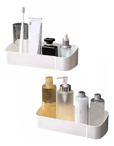 Organizador Ducha Baño Cocina Plástico Adhesivo Con Perchas