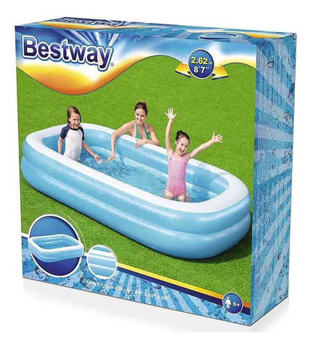 Alberca Piscina Infable Rectangular 2 Anillos Niños Bestway