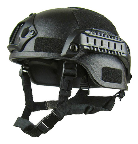 Casco Militar Táctico Abs Cs Con Montaje Nvg Y Rieles Negro