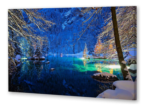 Cuadro Canvas Paisaje De Invierno Agua Y Luces Invernales