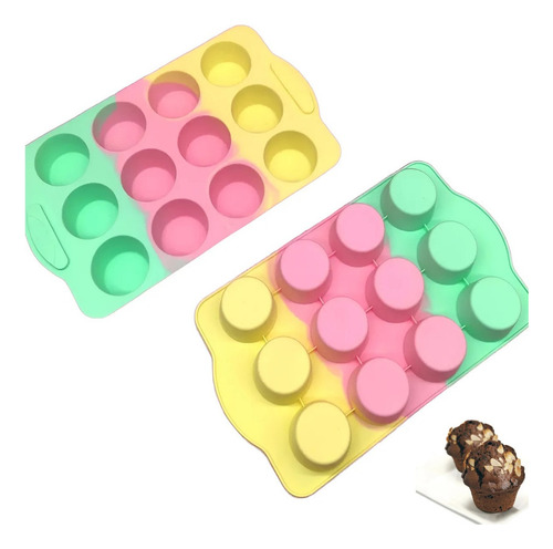 Molde Silicona Mini Cupcake X12 Muffins Flan Reposteria Color Tricolor
