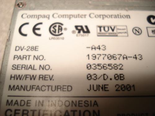 Drive Dvd Rom Notebook Compaq Dell Modelo Dv-28e